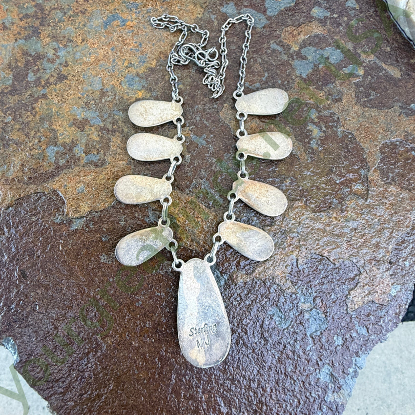 Turquoise Channel Inlay Necklace Sterling Silver Navajo Marcella James necklace