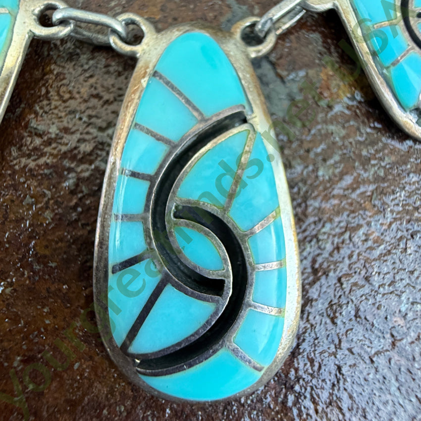 Turquoise Channel Inlay Necklace Sterling Silver Navajo Marcella James necklace