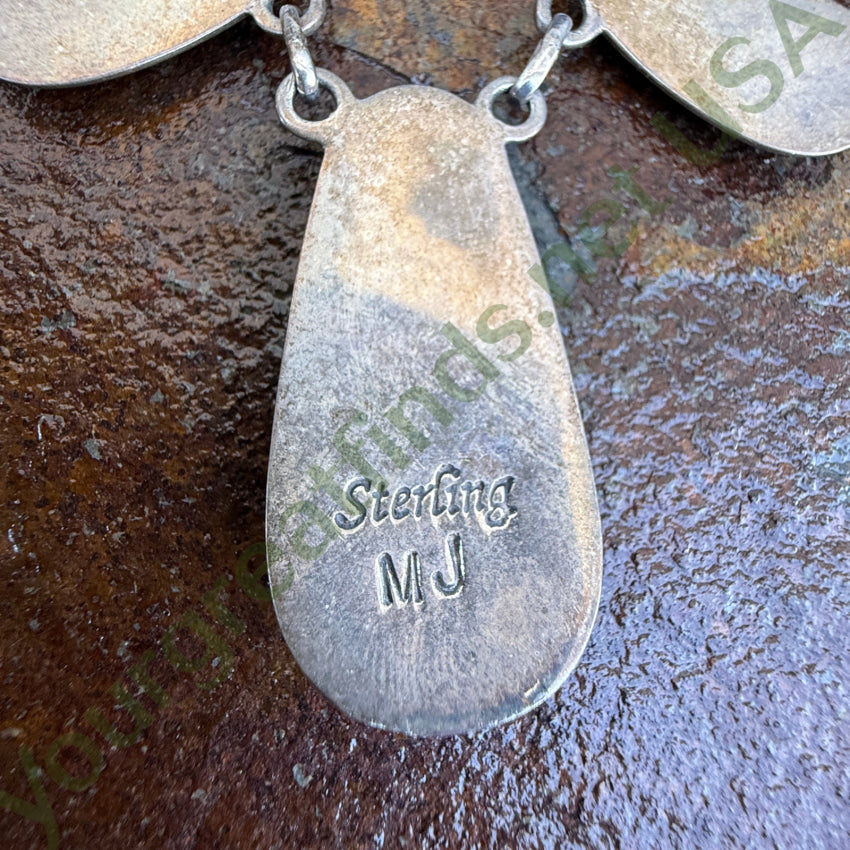 Turquoise Channel Inlay Necklace Sterling Silver Navajo Marcella James necklace