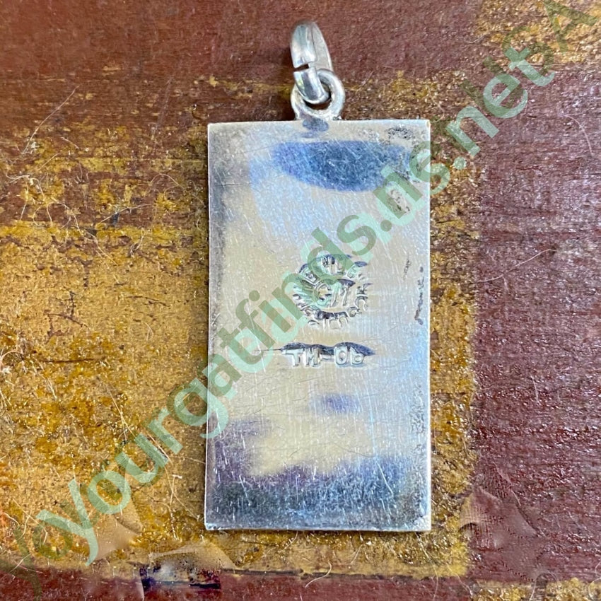 Turquoise Chip Mosaic Pendant in Sterling Silver Taxco, Mexico Vintage Yourgreatfinds