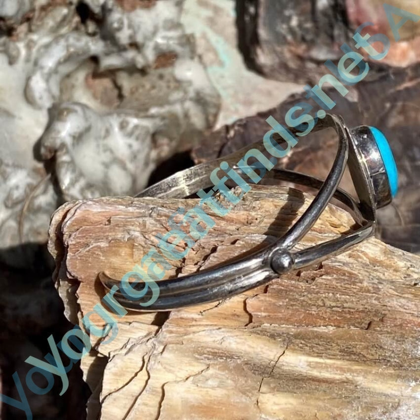 Turquoise Cuff Bracelet in Sterling Silver Signed Navajo Yourgreatfinds