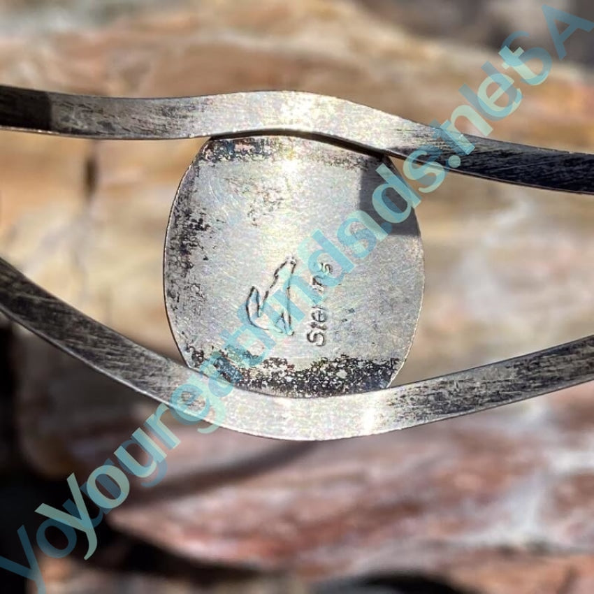 Turquoise Cuff Bracelet in Sterling Silver Signed Navajo Yourgreatfinds