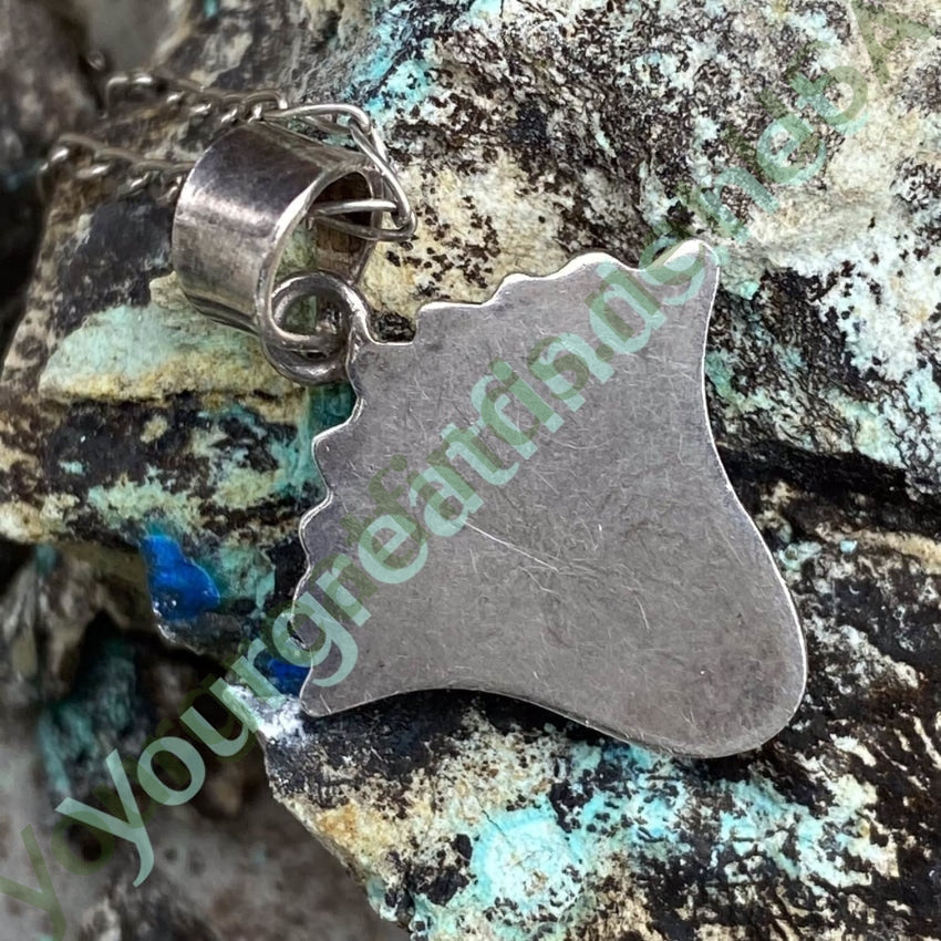 Turquoise Inlay Pendant and Chain Necklace in Sterling Silver Yourgreatfinds