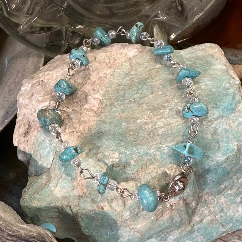 Turquoise Nugget Beaded Bracelet