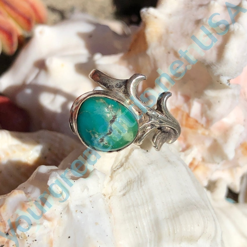 Turquoise Ring in Romantic Design Sterling Silver Size 5 Yourgreatfinds