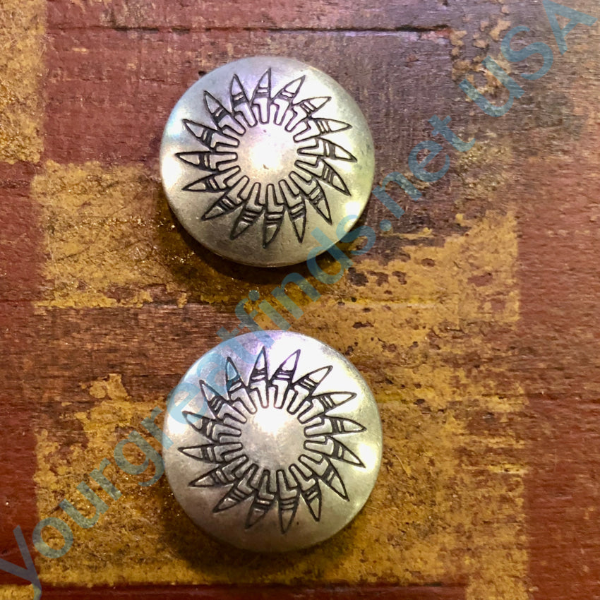 Two Vintage Sterling Silver Concho Button Covers