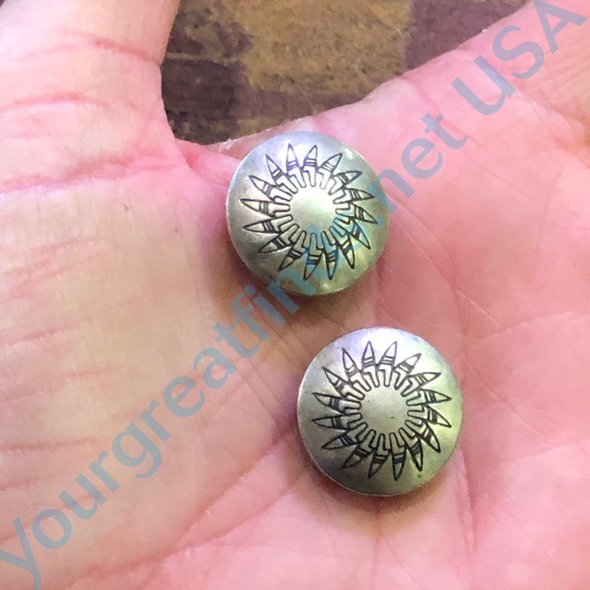 Two Vintage Sterling Silver Concho Button Covers