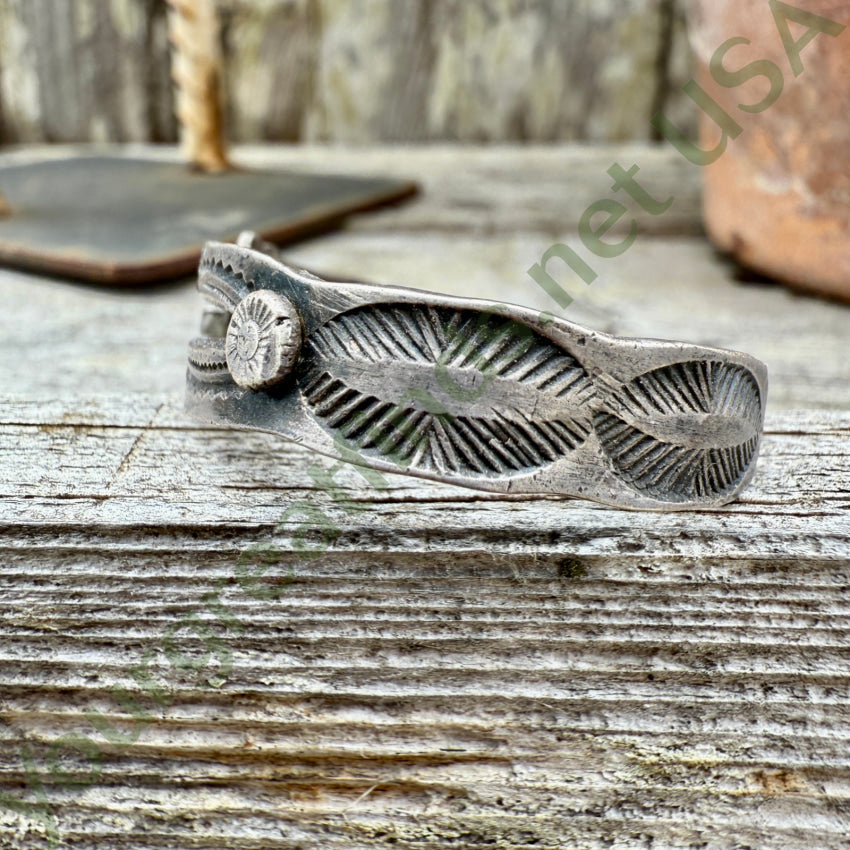 Very Early Navajo Sterling Silver & Turquoise Child’s Bracelet bracelet