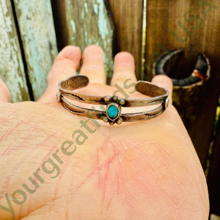 Very Early Navajo Sterling Silver & Turquoise Child’s Bracelet bracelet