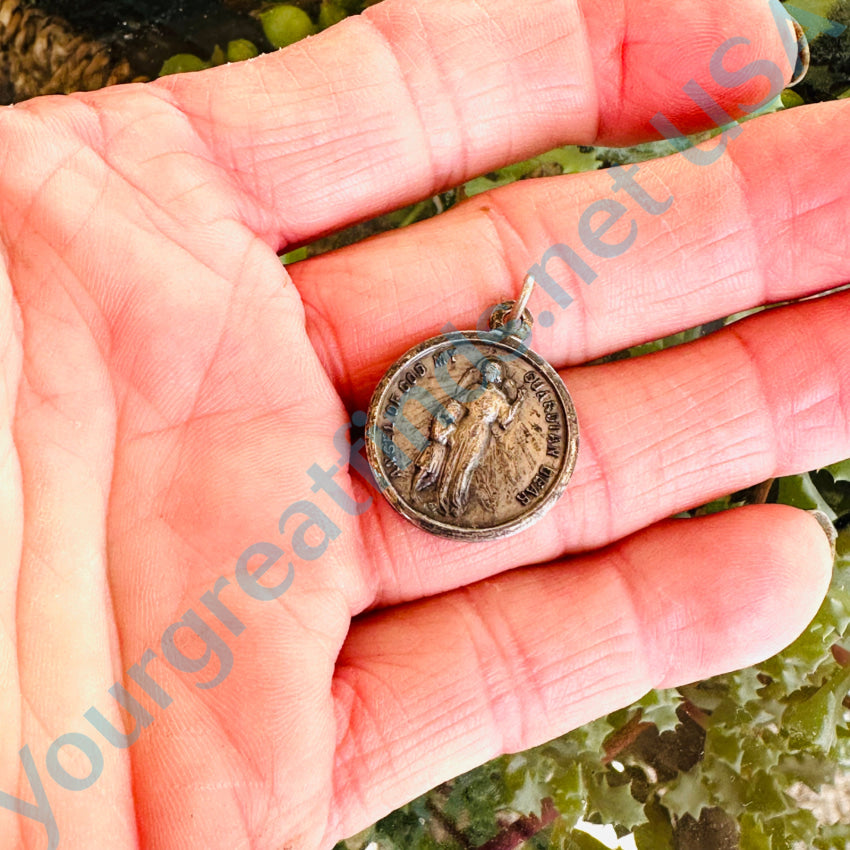 Very Old Sterling Silver Guardian Pendant French France Apparel & Accessories