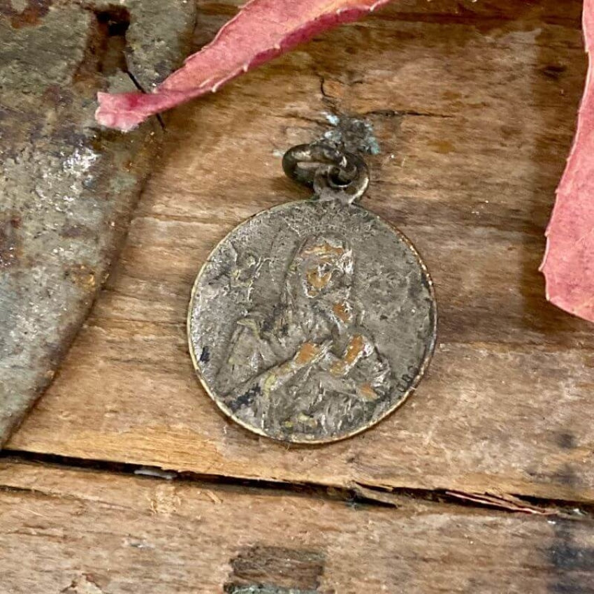 Very Old Time Worn Devotional Metal Silver over Copper Yourgreatfinds