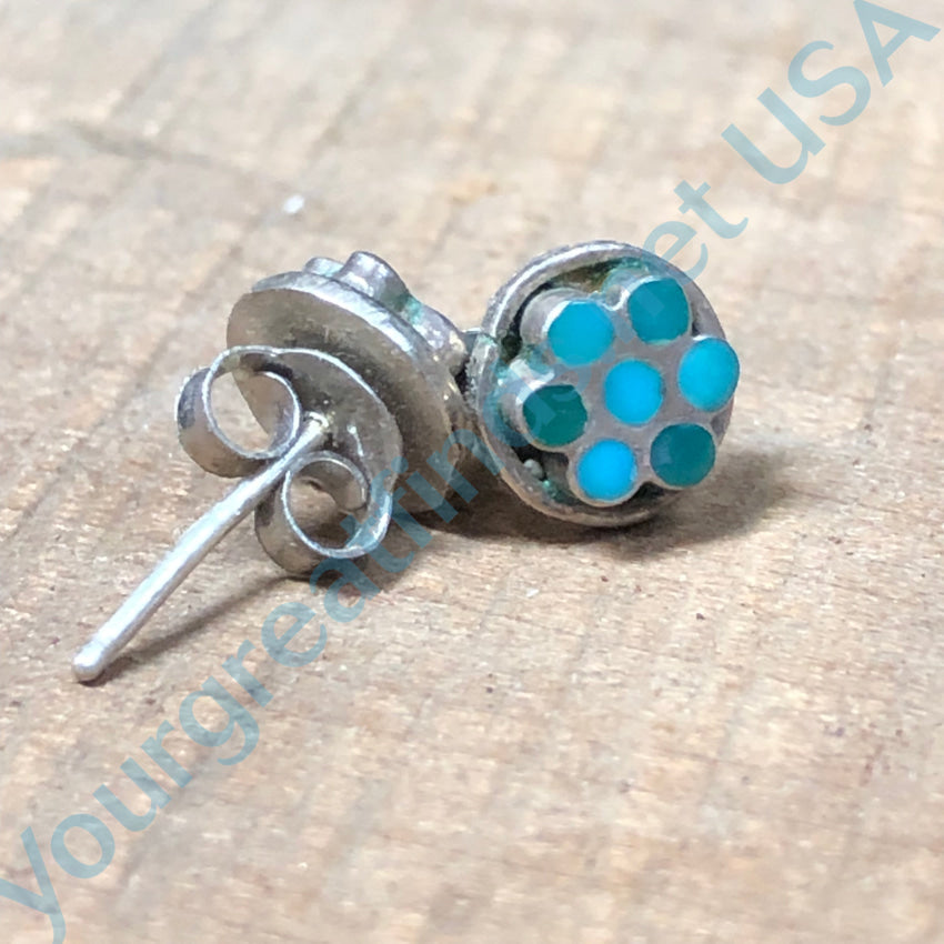 Very Rare Zuni Sterling Silver Dots Pierced Post Stud Earrings Earrings