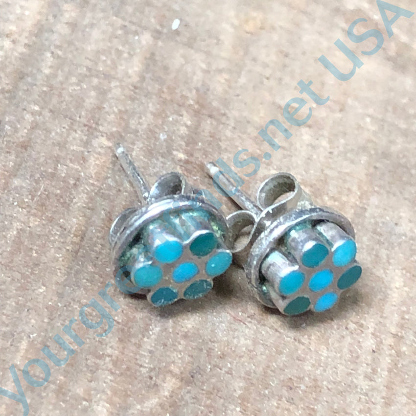 Very Rare Zuni Sterling Silver Dots Pierced Post Stud Earrings Earrings