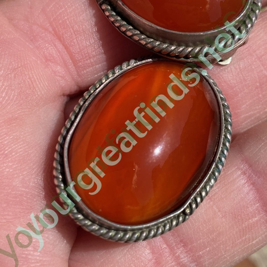 Vibrant Red Sardonyx Earrings in Sterling Silver Clip-on Yourgreatfinds