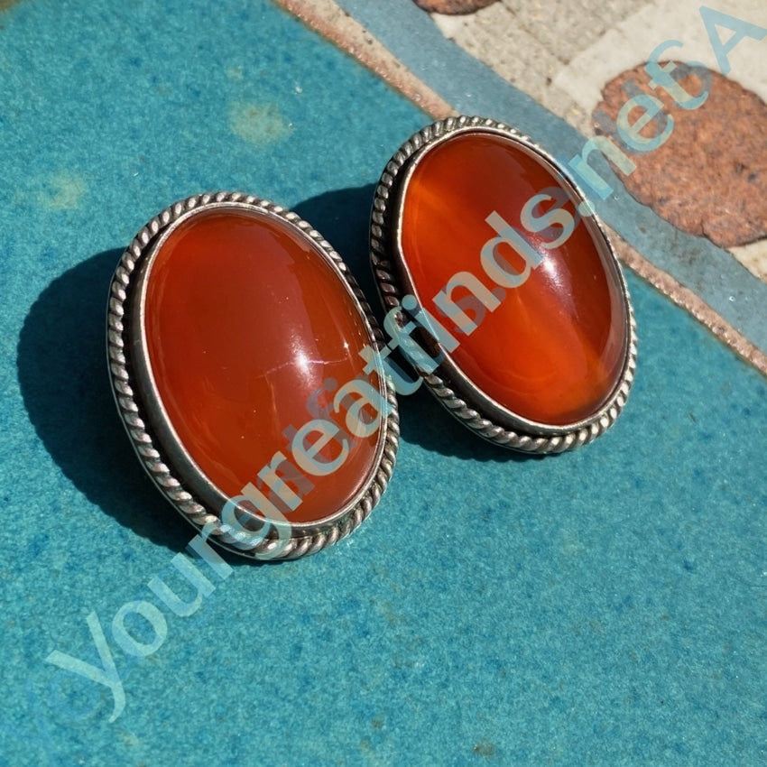 Vibrant Red Sardonyx Earrings in Sterling Silver Clip-on Yourgreatfinds