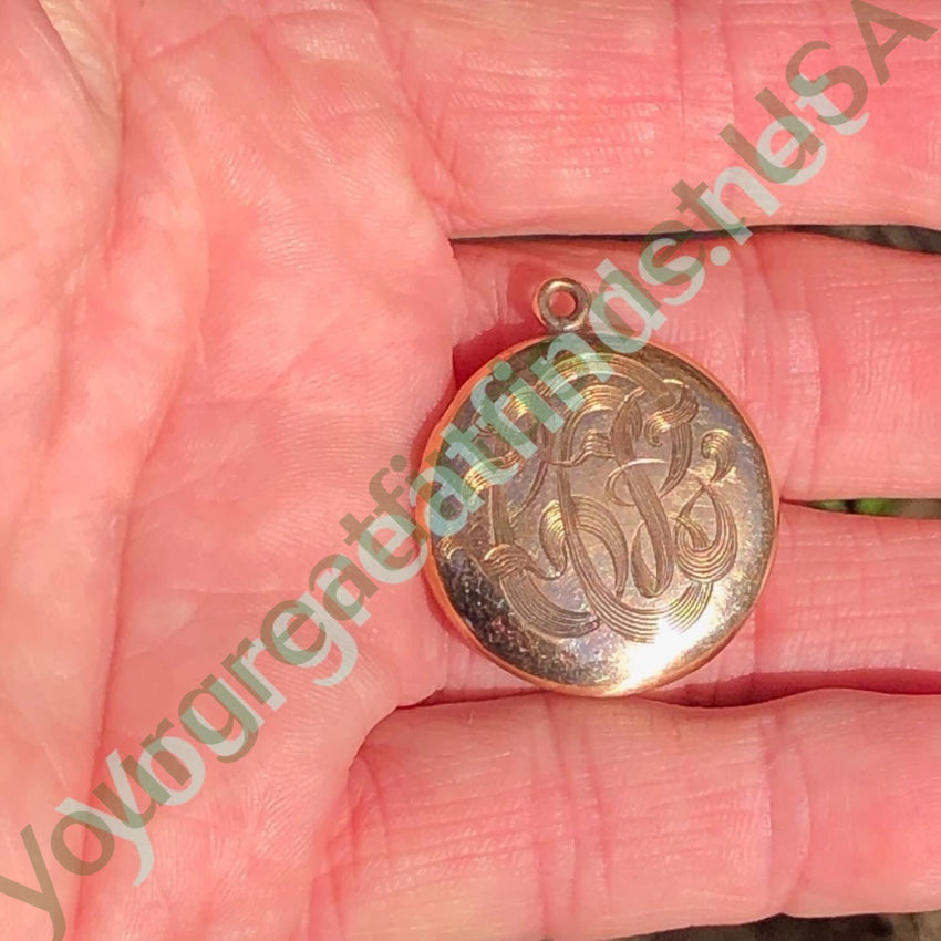 Victorian Engraved Locket 1/4 Gold Shell Pendant Antique Yourgreatfinds