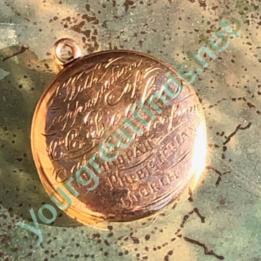 Victorian Engraved Locket 1/4 Gold Shell Pendant Antique Yourgreatfinds