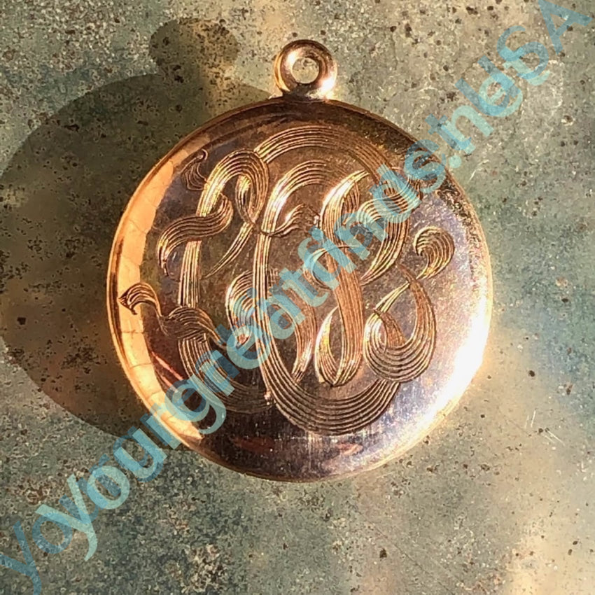 Victorian Engraved Locket 1/4 Gold Shell Pendant Antique Yourgreatfinds