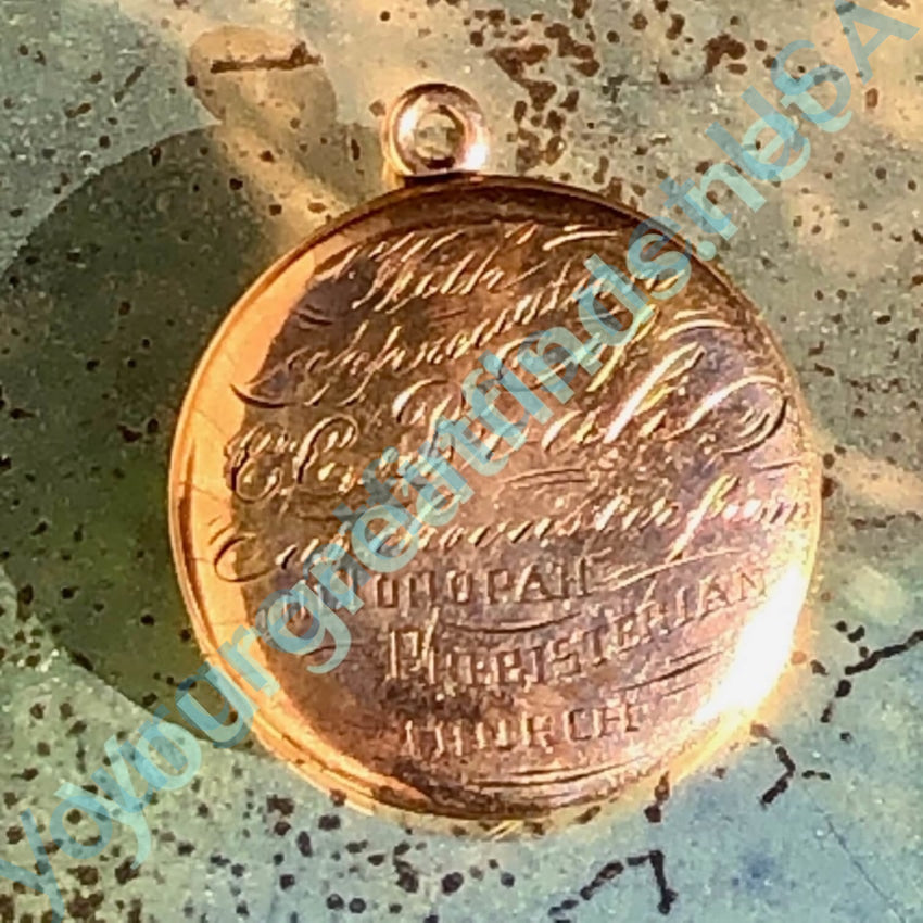 Victorian Engraved Locket 1/4 Gold Shell Pendant Antique Yourgreatfinds