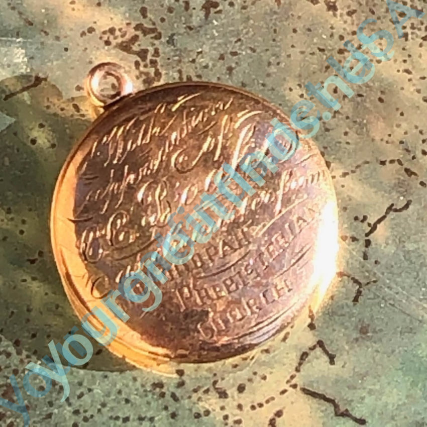 Victorian Engraved Locket 1/4 Gold Shell Pendant Antique Yourgreatfinds