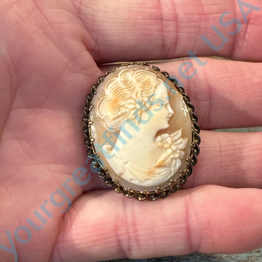 Vintage 1/20 12Kt Gold Filled Carved Cameo Pendant Pin