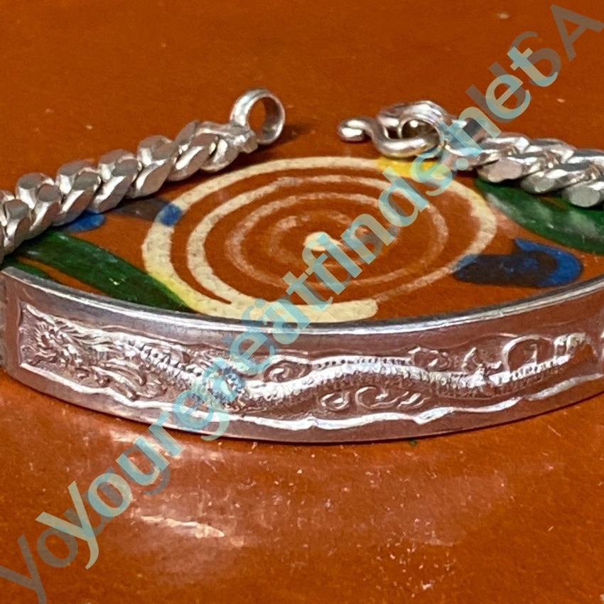 Vintage 100% Pure Silver ID Bracelet with Dragon Design Yourgreatfinds