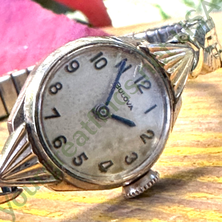 Vintage 10K Yellow Gold Filled Bulova Ladies Watch Non-Working