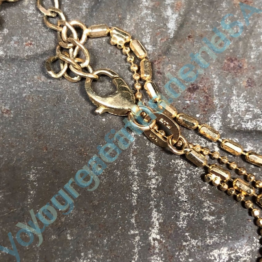 Vintage 14k Yellow Gold Anklet Gold Puffy Heart Charm Yourgreatfinds
