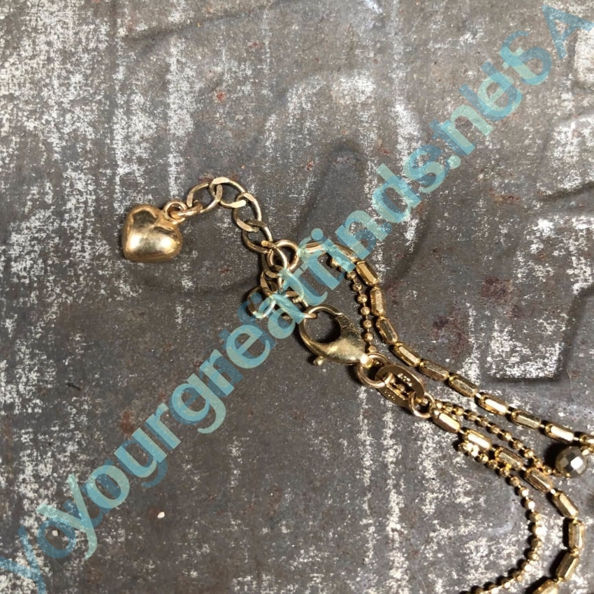 Vintage 14k Yellow Gold Anklet Gold Puffy Heart Charm Yourgreatfinds