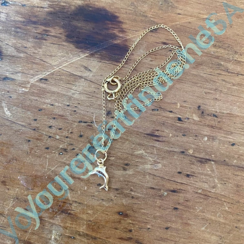 Vintage 14k Yellow Gold Dolphin Baby Necklace Yourgreatfinds
