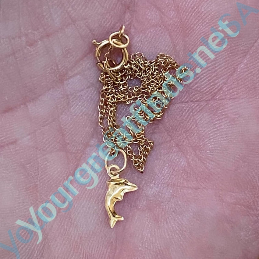 Vintage 14k Yellow Gold Dolphin Baby Necklace Yourgreatfinds