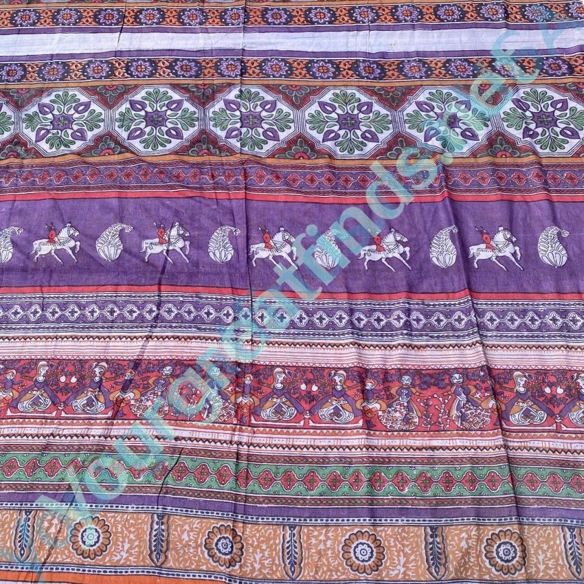 Vintage 1960s Indian Block Print Tapestry Tablecloth Cotton Purple Yourgreatfinds