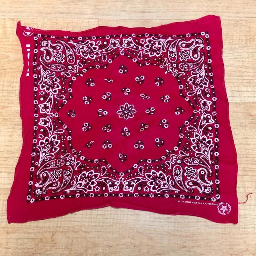 Vintage 1970s Classic Red Bandana White Black Yourgreatfinds