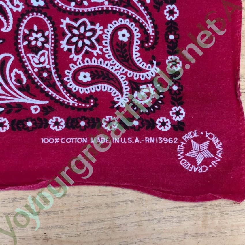 Vintage 1970s Classic Red Bandana White Black Yourgreatfinds