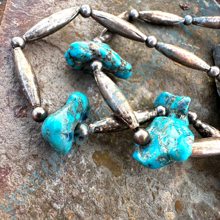 Vintage 1970S Navajo Bench Bead & Turquoise Necklace