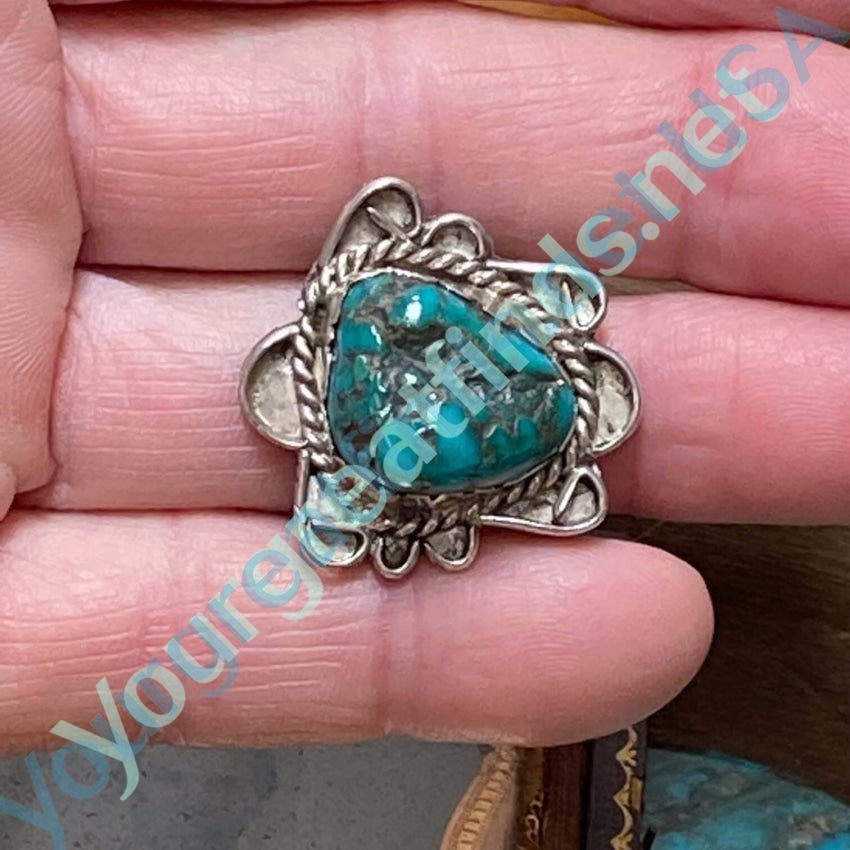 Vintage 1970s Nugget Turquoise Ring Sterling Silver Size 5.5 Yourgreatfinds