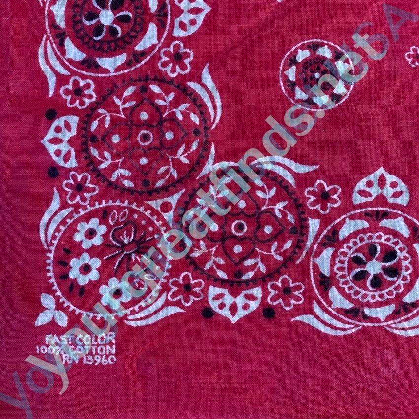 Vintage 1980s Fast Color Turkey Red Bandana Yourgreatfinds