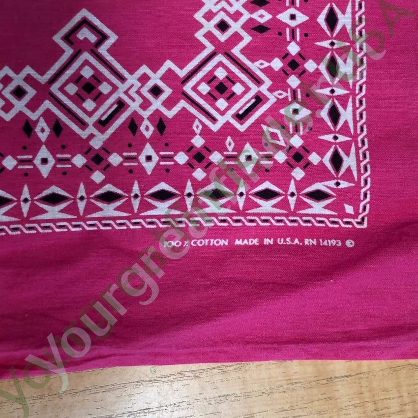 Vintage 1980s Southwestern Bandana Pink White Black Yourgreatfinds