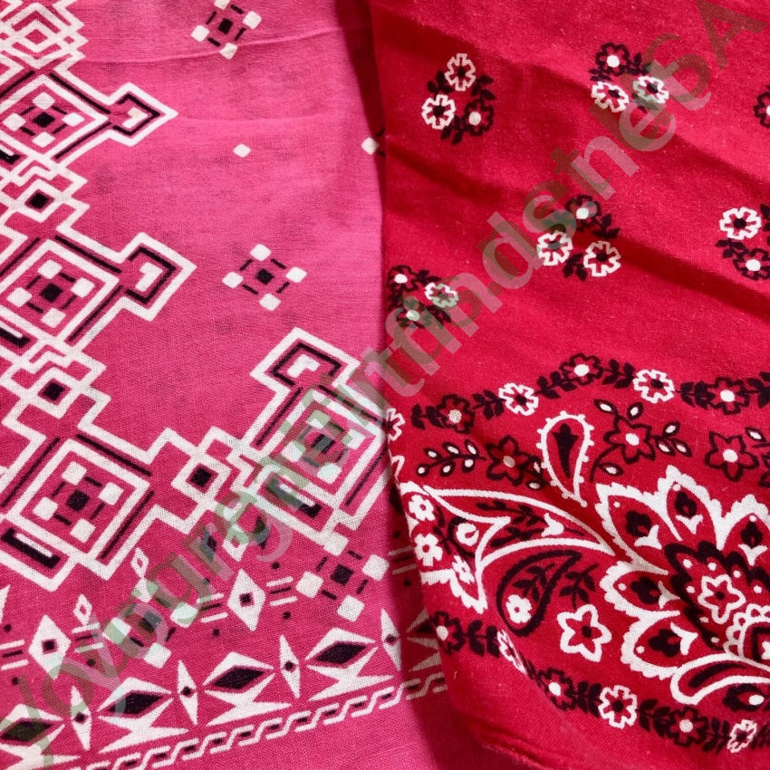 Vintage 1980s Southwestern Bandana Pink White Black Yourgreatfinds
