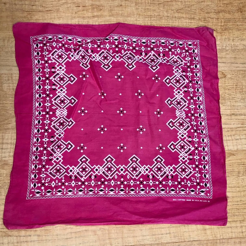 Vintage 1980s Southwestern Bandana Pink White Black Yourgreatfinds