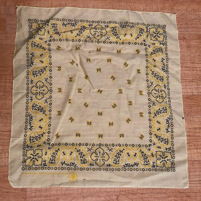 Vintage 1980s Yellow Bandana Mustard Black Yourgreatfinds