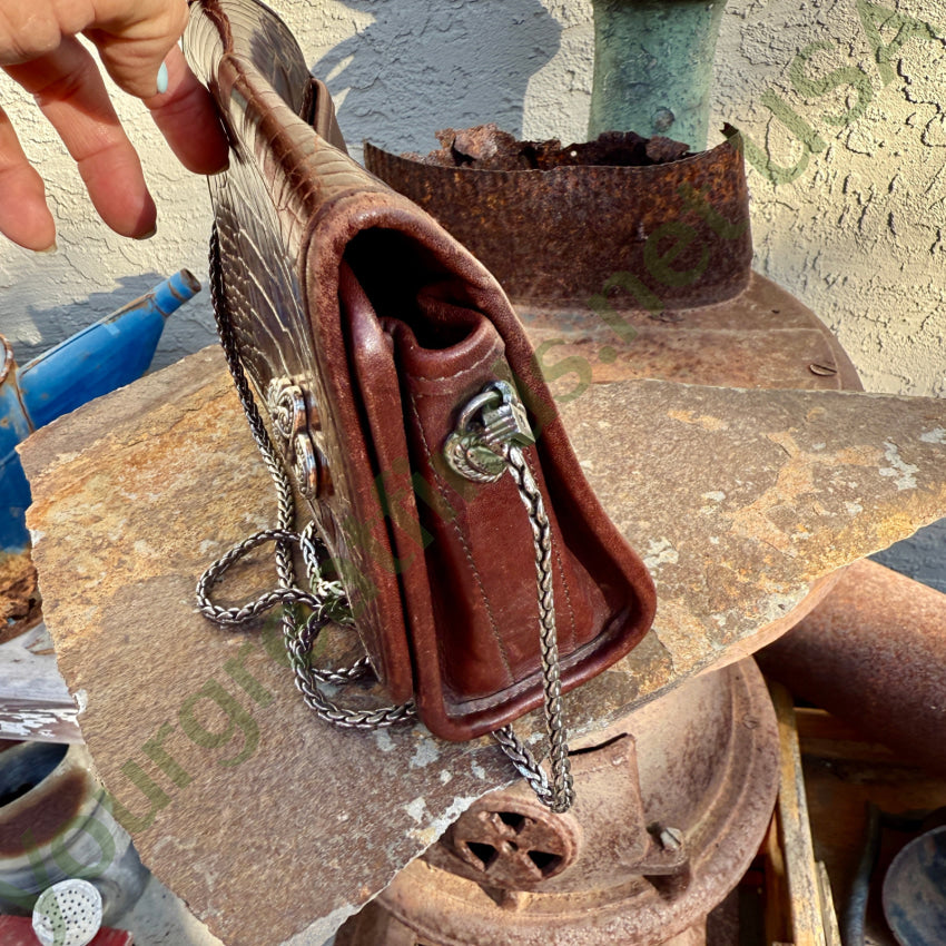 Vintage 1990s Brighton Crossbody Bag Brown Leather purse