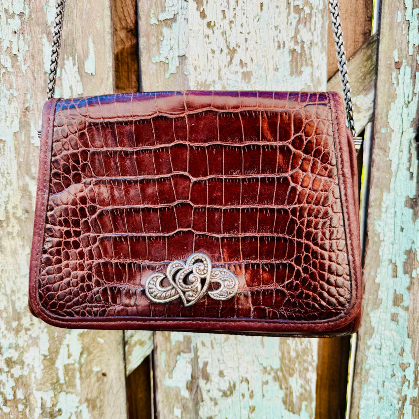 Vintage 1990s Brighton Crossbody Bag Brown Leather purse