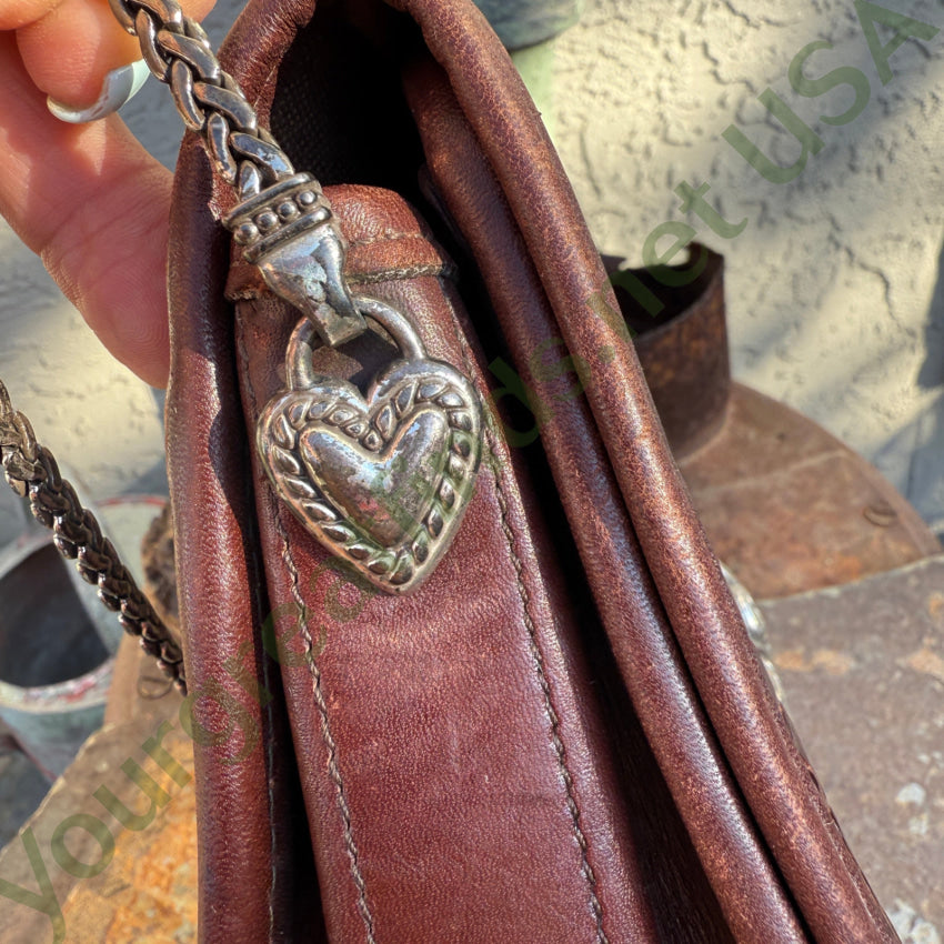 Vintage 1990s Brighton Crossbody Bag Brown Leather purse