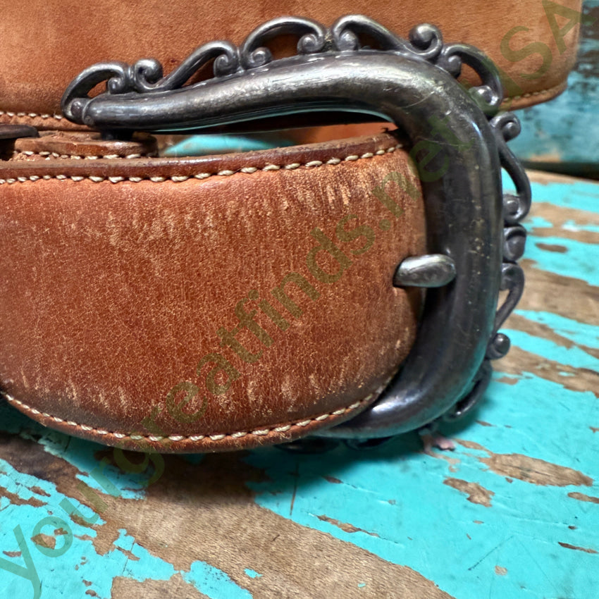 Vintage 1994 Brighton Brown Nubuck Leather Belt Belt