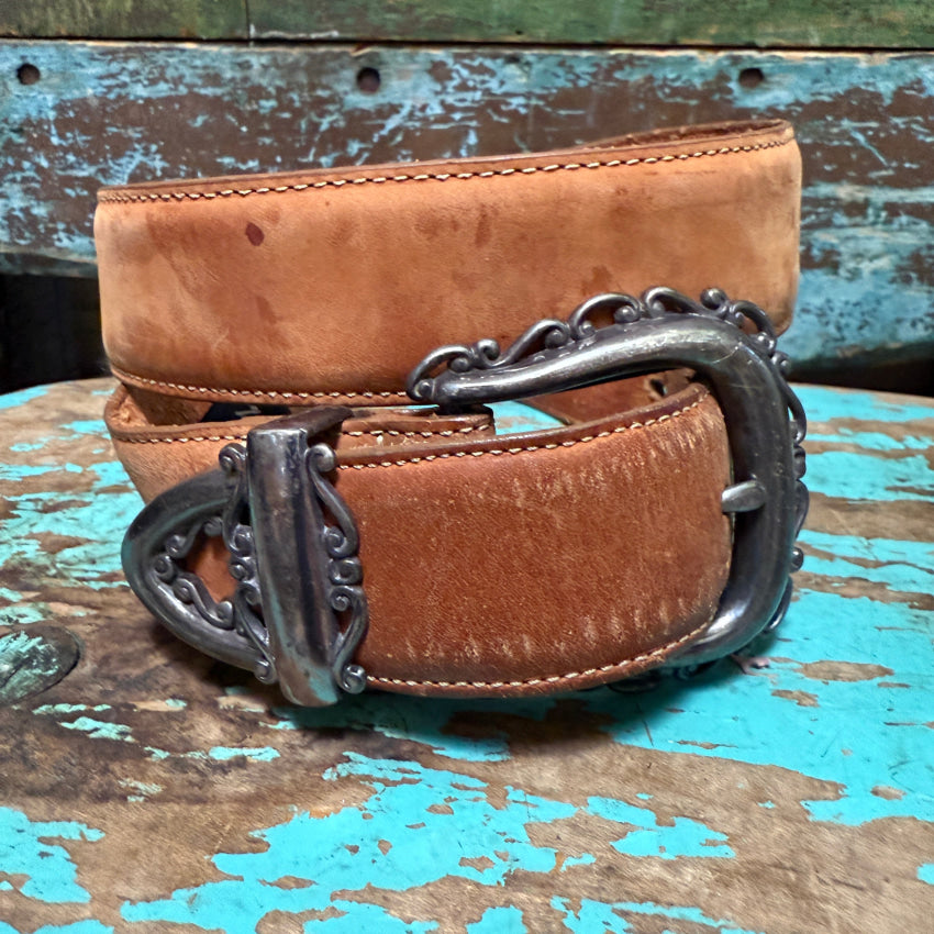 Vintage 1994 Brighton Brown Nubuck Leather Belt Belt