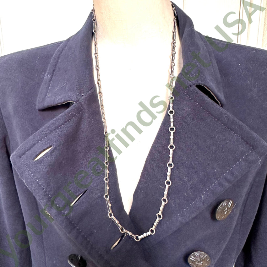 Vintage 28’ L Solid Sterling Silver Handmade Link Chain Necklace Mexico