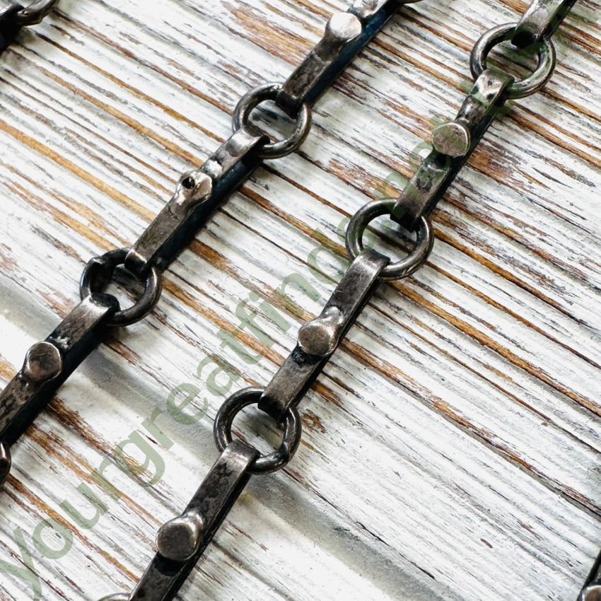 Vintage 28’ L Solid Sterling Silver Handmade Link Chain Necklace Mexico