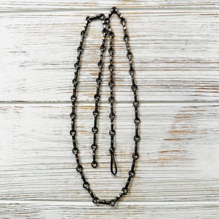 Vintage 28’ L Solid Sterling Silver Handmade Link Chain Necklace Mexico