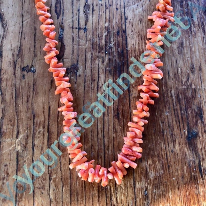 Vintage 32 Long Necklace Salmon Branch Coral Necklace
